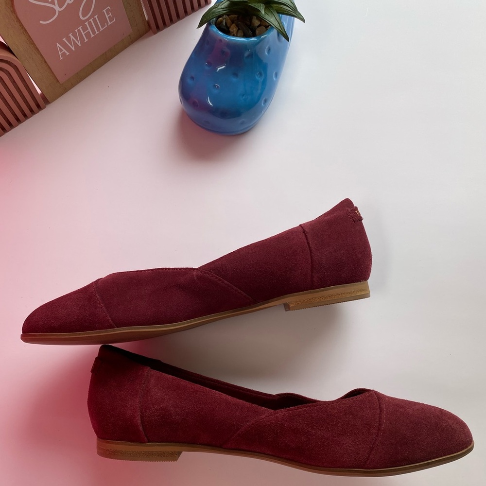 TOMS women’s Jutti Neat flats in suede Burgundy 6 - Picture 4 of 14
